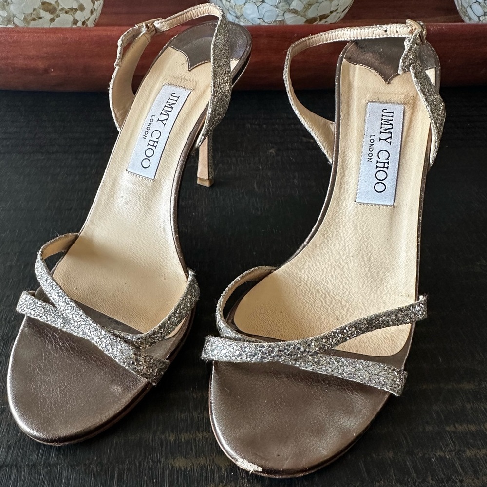 Jimmy Choo metallic stiletto sandal - 39.5